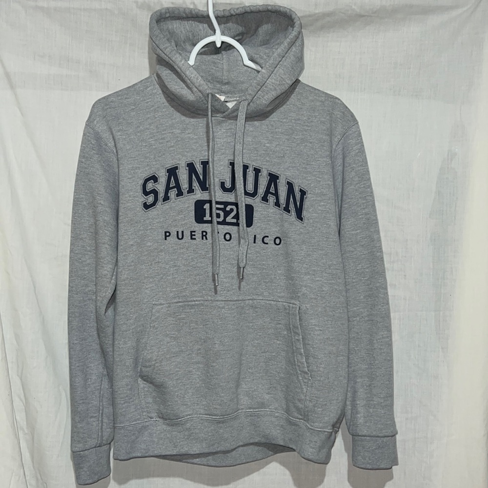 womens small, hooded grey sweatshirt